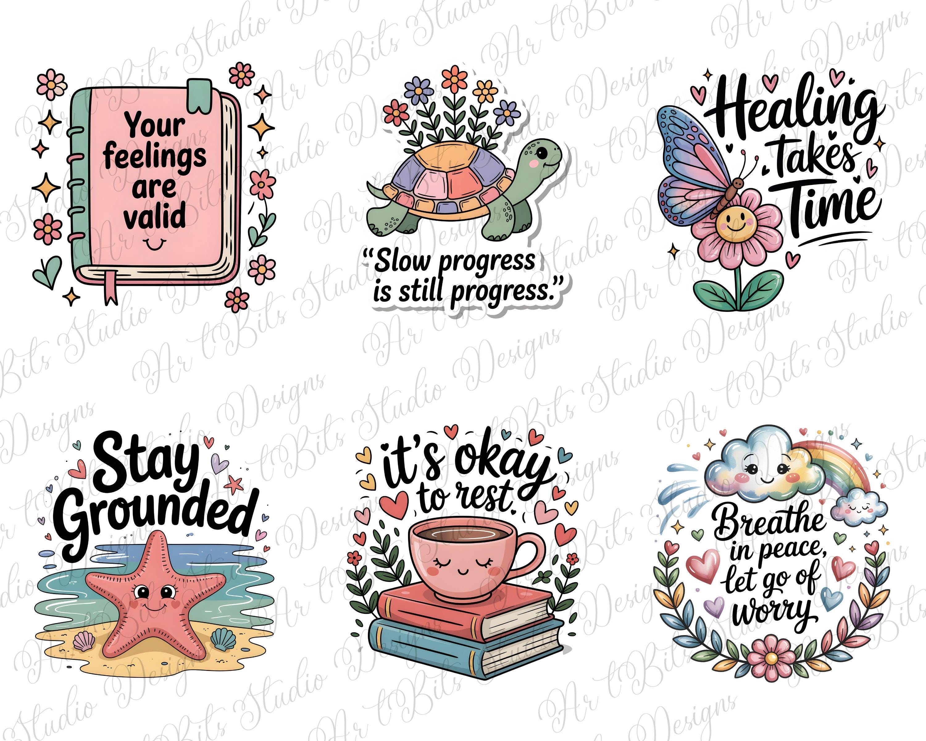Funny Mental Health PNG Bundle, Therapy Stickers, Self Care Art ...