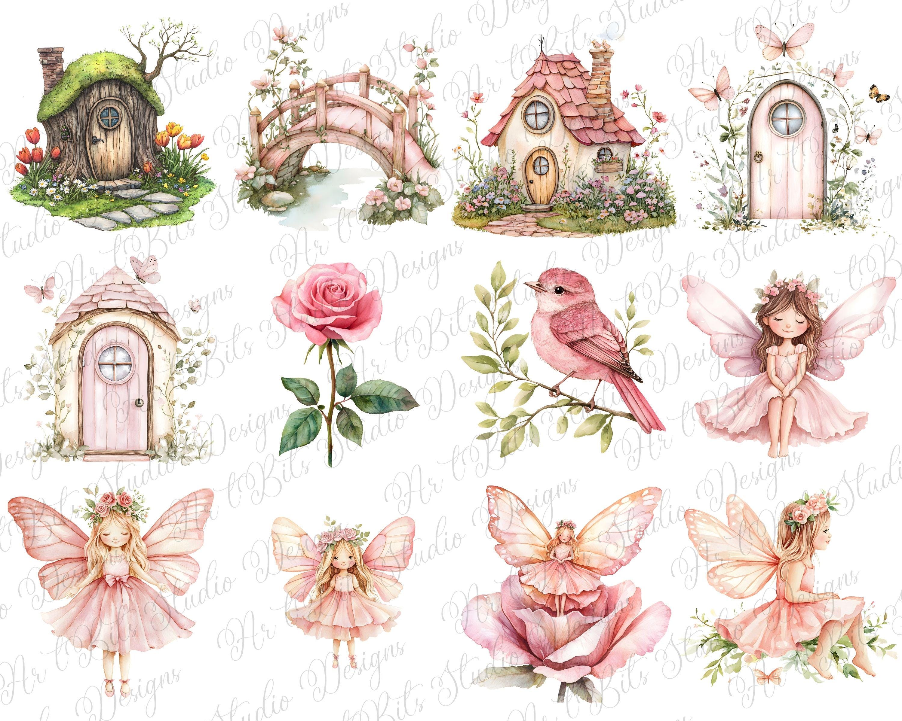 Watercolor Fairy Garden Clipart , Magical Forest Fairies PNG, Nature ...