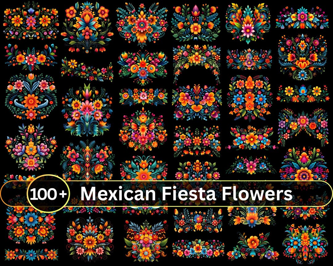 Mexican Fiesta Flowers Watercolor Clipart | Cinco De Mayo | Floral ...