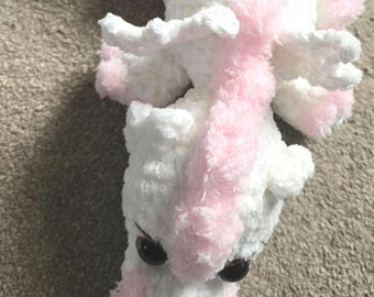 Hilo de chenilla supersuave blanco de dragón de ganchillo, hilo de fantasía rosa - En caja de regalo