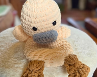 Manta de apego con forma de patito de ganchillo, suave y adorable, manta de seguridad supersuave, ideal para regalar en baby shower.