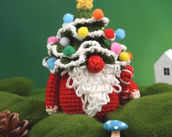 Kit de crochet para principiantes de gnomo de árbol de Navidad (en caja)