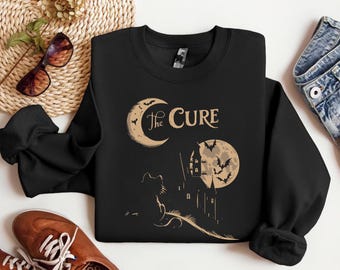 The Cure Cat T-Shirt, Trendy Sweatshirt, 90s Alt Indie Rock, Music Lover Tees, Cute Sweatshirts, The Cure Shirt