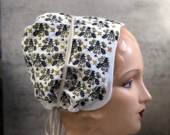 Holly Coif, Embroidered 16th Century Coif Cap Kercher - In Stock, Ready to Ship