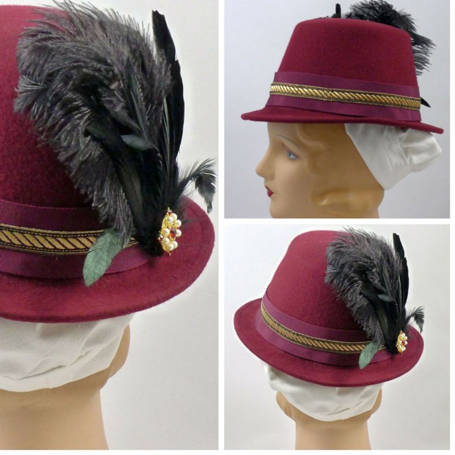 Renaissance Hat Elizabethan Flat Crown Tall Hat Made to Etsy