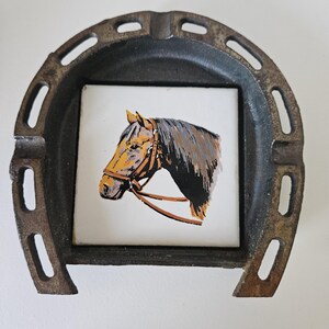 Vintage Cast Iron Horse Ashtray: Hand-Painted Ceramic, Taiwan Made