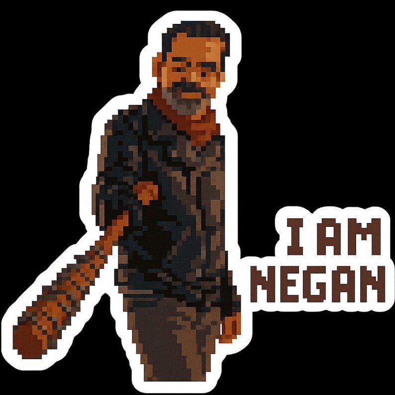 Pixel Art Negan Sticker – “I Am Negan” Laptop & Water Bottle Decal ...
