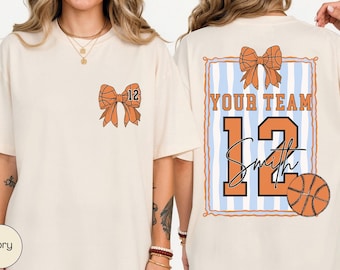 Custom Basketball Name & Number Shirt, Personalized Game Day Mom Dad T-Shirt, Basketball Team Gift