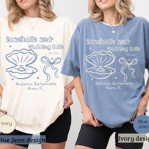 Seashells and Wedding Bells Bachelorette Shirt, Beach Bach Cover Up, Coastal Bridal Party Tee, Key West Girls Trip Shirt, Bride Squad Outfit