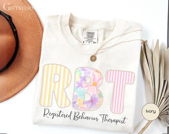 RBT Shirt Comfort Colors Registered Behavior Technician Shirt Floral ABA Therapist Tee Autism Awareness Gift Cute RBT Shirt