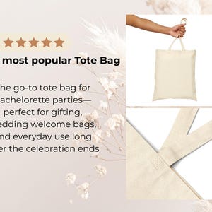 May include: A plain, off-white canvas tote bag with two matching fabric handles. The bag is shown in a full view and a close-up detail of the handle attachment point. The fabric has a visible woven texture and a neutral, light beige color.