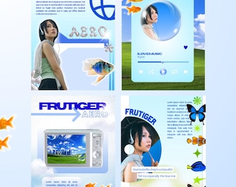 Frutiger Aero Y2K Instagram Posts — Canva Template