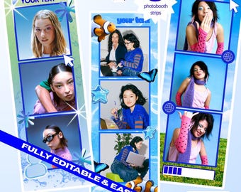 Frutiger Aero Photobooth Strips Canva Free Editable Template