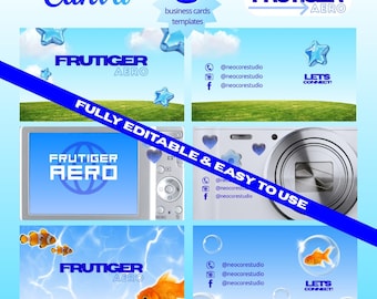 Frutiger Aero Y2K Business Cards — Canva Template