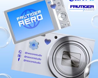 Frutiger Aero Y2K Business Card Camera Canva Template
