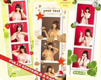 Heisei Retro Photobooth Strips Canva Free Editable Template