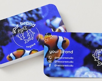 Canva Free Business Card Template Fish | Editable Ocean Theme | Printable Marine Branding | Instant Download