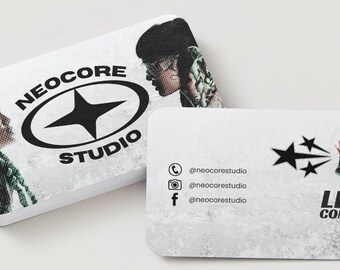 Y2K Nail Tech Business Card Templates: Chrome Neotribal (Canva Editable)