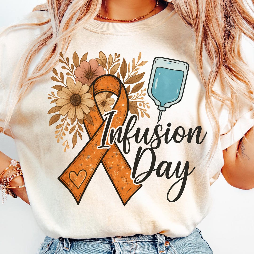 Infusion Day Awareness PNG | Orange Ribbon, Floral IV Bag (digital ...