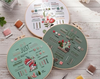 Punch Needle Kit for Beginners – 3 DIY Needlepoint Sets with Hoop, Yarn & Tools | Handcrafted Punch Needle Starter Kit for Adults and Kids