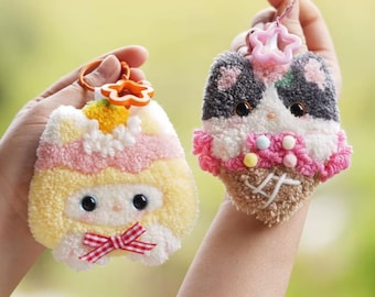 Cat Punch Needle Kit – DIY Keychain Embroidery Craft for Beginners