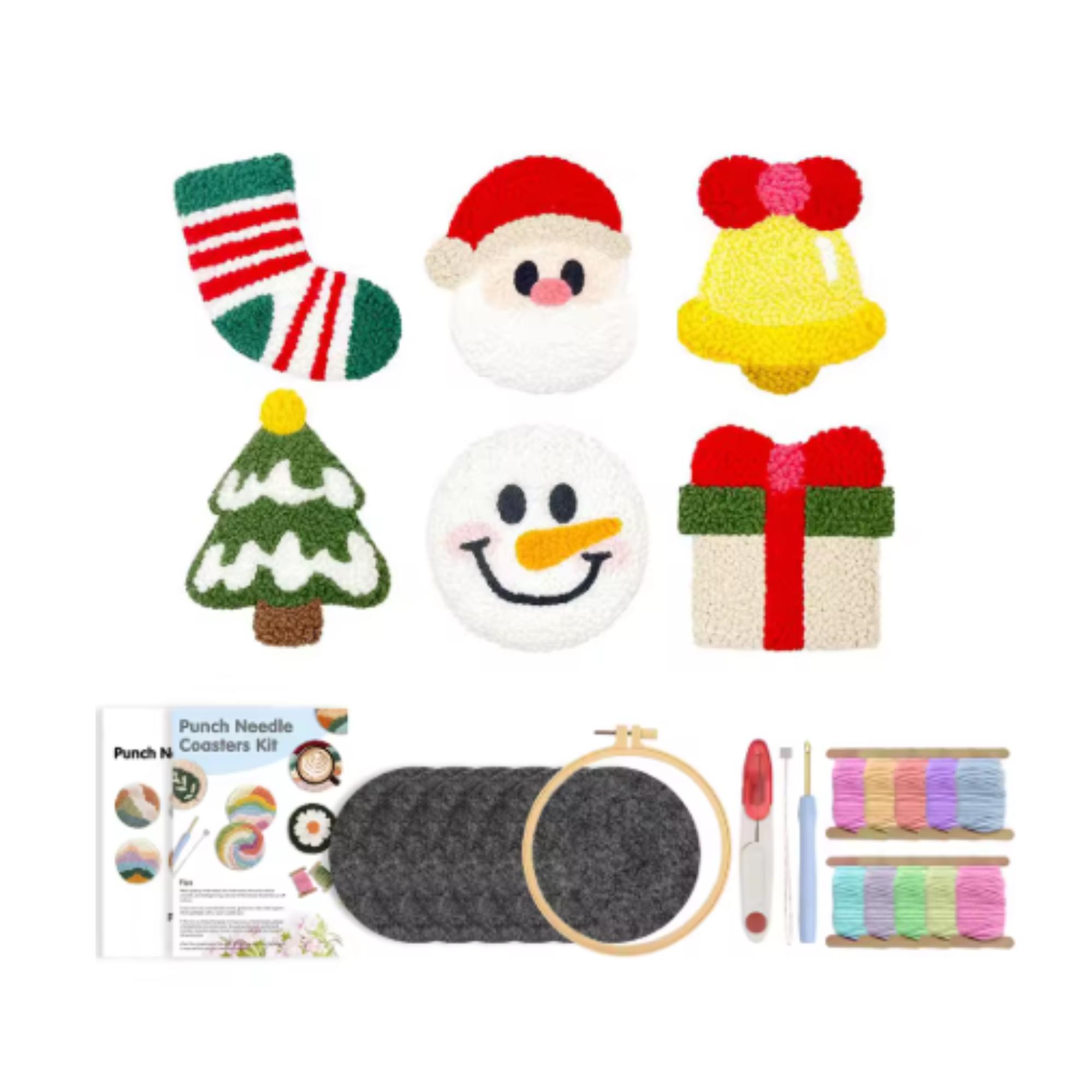 Christmas Punch Needle Coaster Kit for Beginners – DIY Embroidery ...