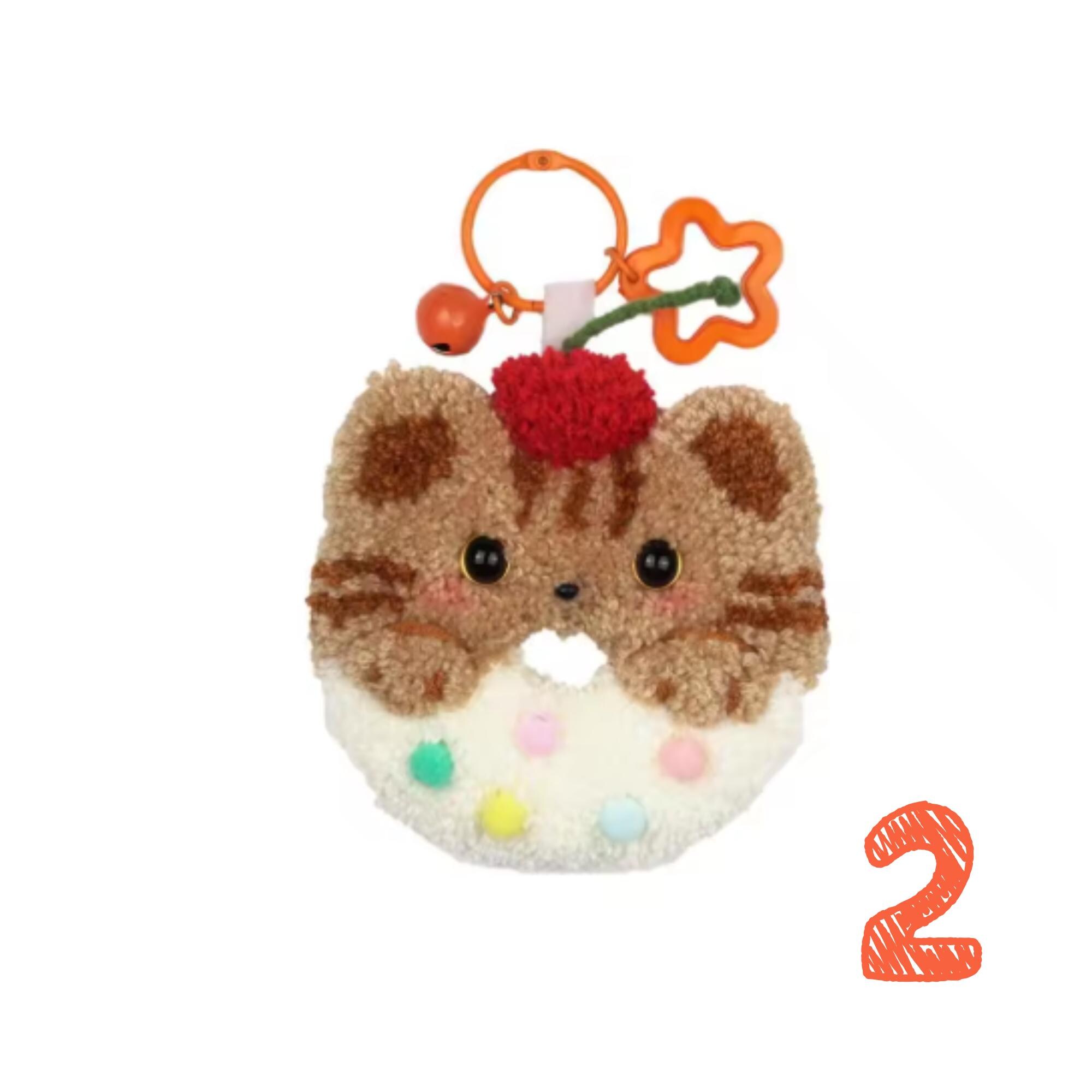 猫のパンチニードルキット - 初心者向けDIYキーホルダー刺繍クラフト 