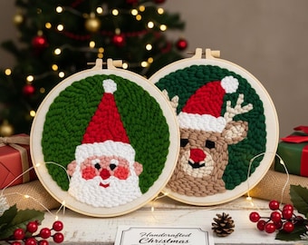 Christmas Punch Needle Kit – Holiday DIY Embroidery Starter Set