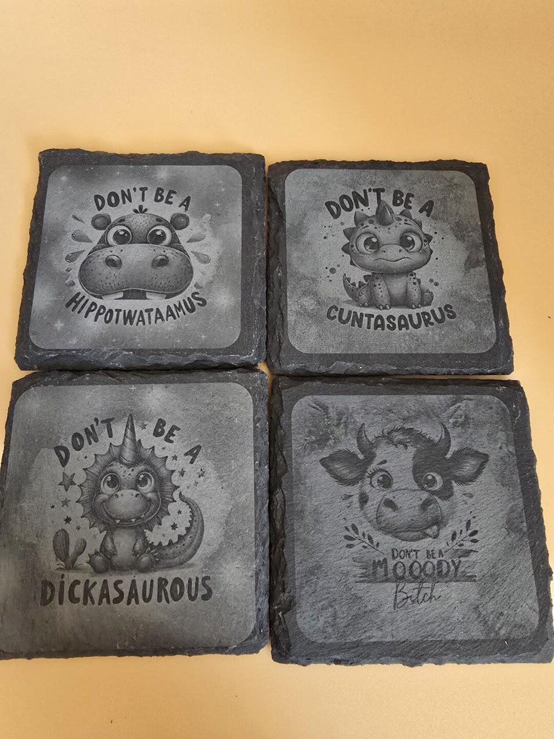 Slate Coaster Rude Square Slate Coasters - Rude - Etsy UK