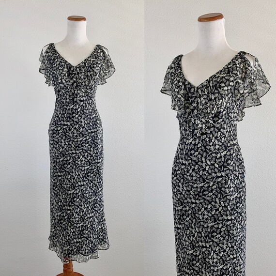 Silk Flutter Sleeve Dress (Size 6)