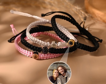 Custom Photo Projection Bracelet, Men's Bracelet, Boyfriend Bracelet,Handmade Braided Photo Bracelet,Gift for Him,Father's Day Gifts for Dad