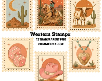Western Stamps PNG Bundle, Western Design PNG, Boho Longhorn PNG, Pink Cowgirl Clipart, Boutique Design png, Cowgirl Stamp png