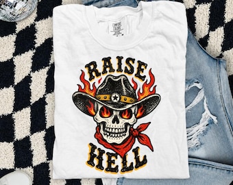Raise Hell PNG, Raise Hell Tshirt Design PNG, Feminine Rage PNG, Western Grunge Alt Clipart, Boutique Design png, Alternative Cowboy Clipart