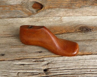 Primitive Wooden Childs Shoe Form Rustic Farmhouse Home Decor Wood Shoe Makers Form Mold