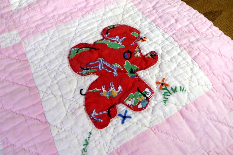 Vintage Hand Stitched Baby Quilt Whimsical Animal Child's Etsy