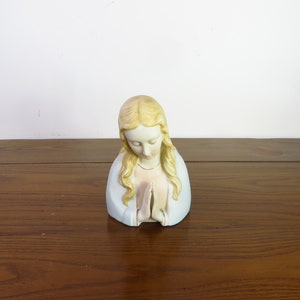 Vintage Madonna Praying Planter Porcelain Lady Praying Vase Religious Praying Figurine Virgin Mary Planter