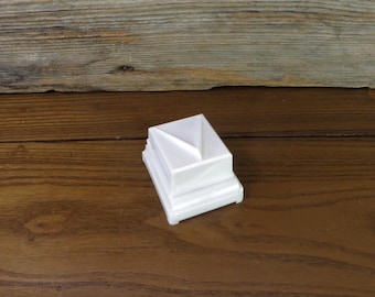 1950s Mid Century Ring Box White Plastic & Blue Velvet