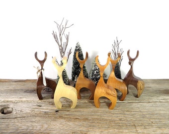 Danish Modern Reindeer Handcrafted Wooden Deer Scandinavian Design Farmhouse Christmas Decorations Country Christmas Fall Home Decor