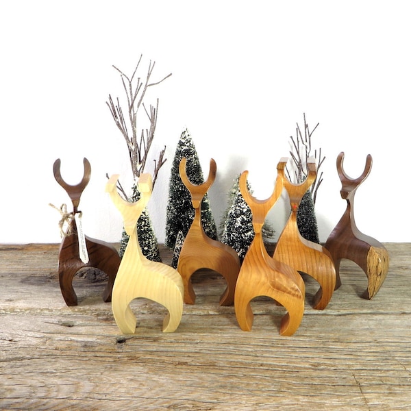 Danish Modern Reindeer Handcrafted Wooden Deer Scandinavian Design Farmhouse Christmas Decorations Country Christmas Fall Home Decor