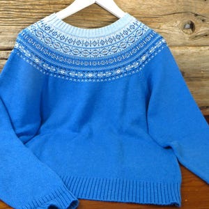 Vintage Pendleton Fair Isle Women's Blue Geometric Sweater 100% Cotton