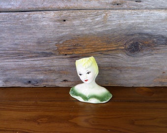 Vintage Lady Head Vase Retro Home Decor MCM Hand Painted 1950's Mid Century Modern Head Vase Kitsch Girls Bedroom Decor