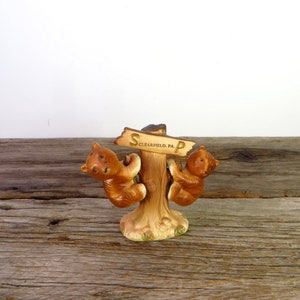 Vintage Bear Salt and Pepper Shakers Clearfield PA Souvenir
