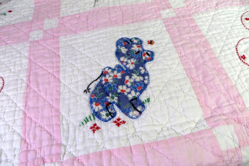 Vintage Hand Stitched Baby Quilt Whimsical Animal Child's Etsy
