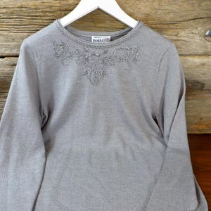 Vintage Pendleton Merino Wool Pullover Sweater with Iridescent Beads Women's Size Medium