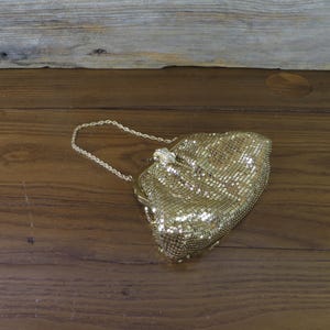 Whiting Davis Gold Mesh Purse with Rhinestone Clasp Vintage Evening Bag Fashion Purse Made in the U.S.A