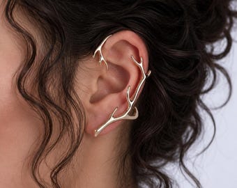 Orecchino a clip Branch – Fascia per l'orecchio in acciaio inossidabile con finitura oro o argento