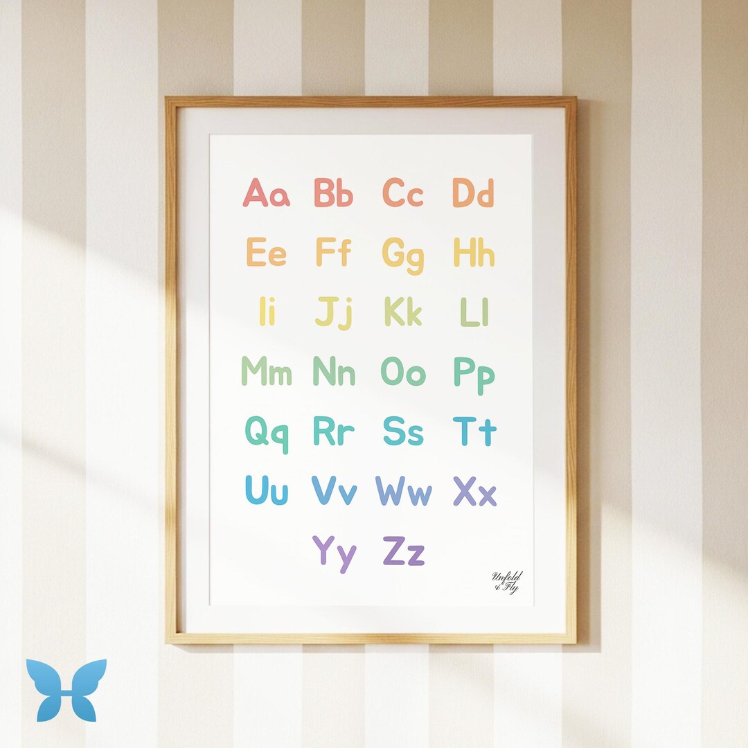 Print Az Pastel Alphabet Print A-Z | Educational Nursery Wall Art for Ages 2-6 ...
