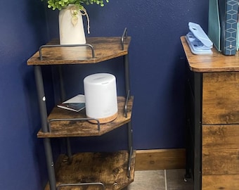 Multi Tier Industrial Corner Shelves | Rustic Bookshelf | Corner Shelving Unit for Bedroom | Wood Bookshelf | Corner Stand
