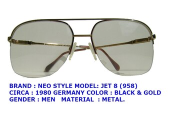 NEO STYLE  JET 8 men eyewear / neo style jet 8 metal eyewear / vintage 1980 neo style   / mobster /sun glasses / neo style  dead stock /