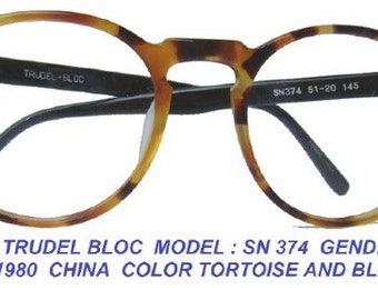 trudel bloc eyewear / preppy glasses / trudel eyewear / Ivy league eyeglasses / trudel eyeglasses / preppy semi round / dead stock /